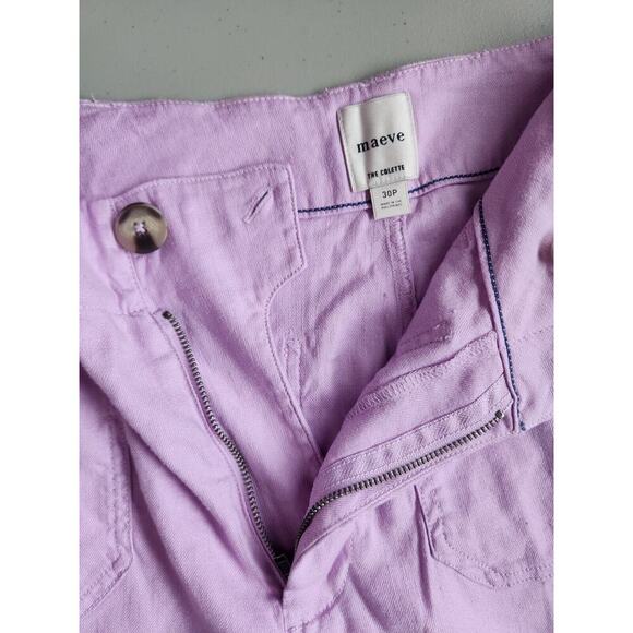NWT thropologie The Colette Cropped Wide-Leg Linen Pants Sz 30P Lavender 7B408 - Picture 13 of 16